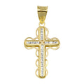 14 Karat Yellow Gold CZ Bubble Cross Pendant | Silver Palace Inc.