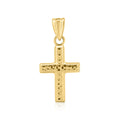 14 Karat Yellow Gold Diamond Cut Textured Hollow Tube Crucifix Pendant - 14P00041