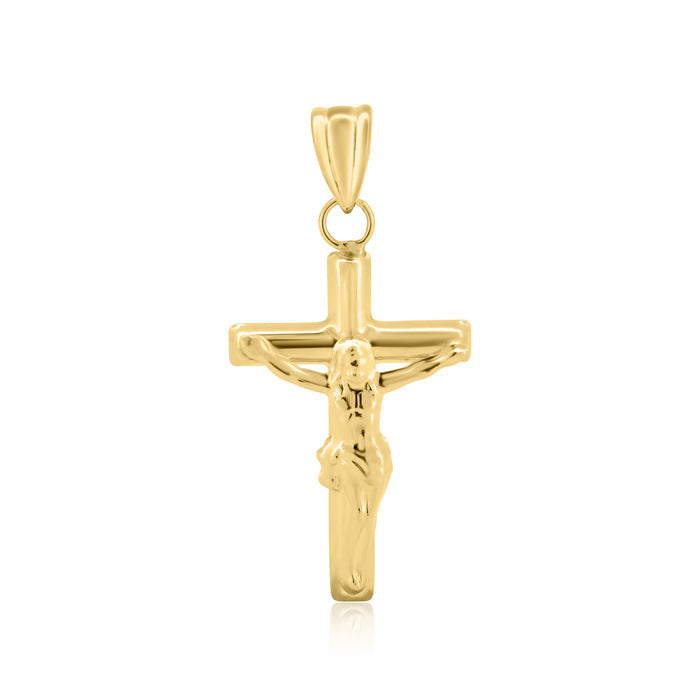 14 Karat Yellow Gold Hollow Tube Crucifix Pendant - 14P00042