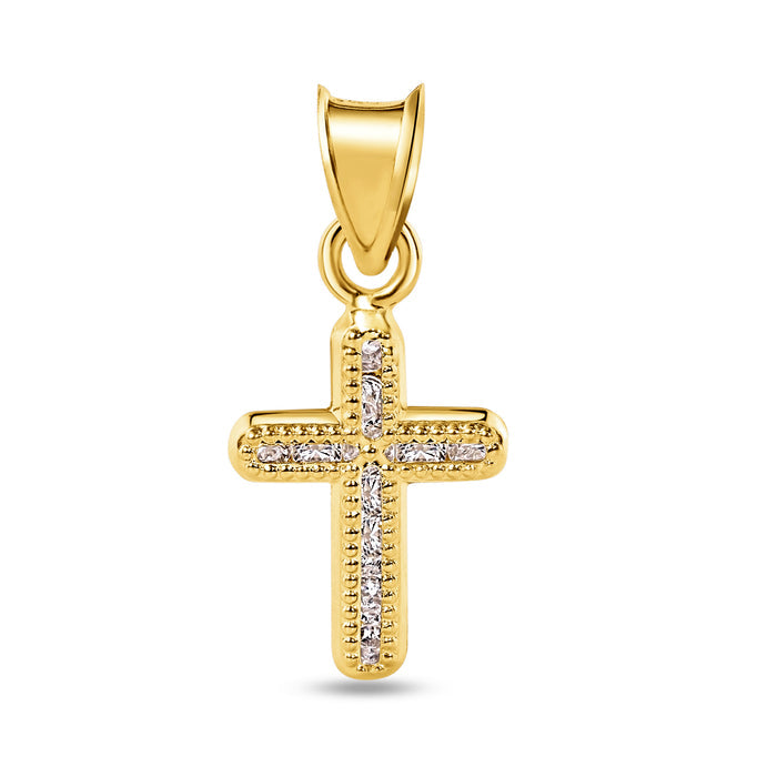 14 Karat Yellow Gold Crucifix Clear CZ Pendant - 14P00048