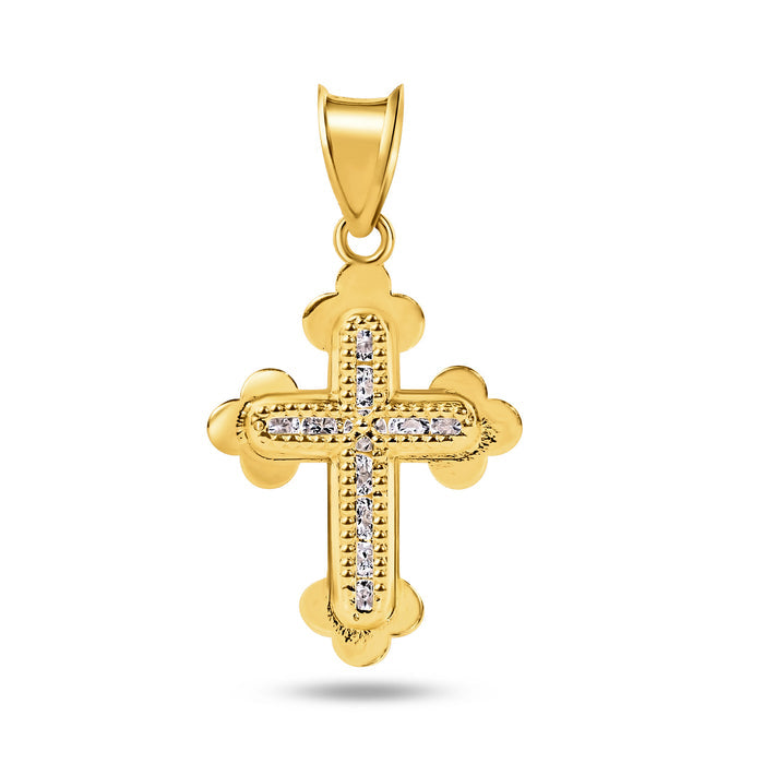 14 Karat Yellow Gold Crucifix Clear CZ Pendant - 14P00049