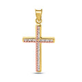 14 Karat Yellow Gold Beaded Cross Clear CZ Pendant - 14P00052