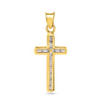 14 Karat Yellow Gold Wavy Cross Clear CZ Pendant - 14P00053