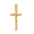 14 Karat Yellow Gold Crucifix Clear CZ Pendant - 14P00054