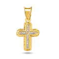 14 Karat Yellow Gold Diamond Cut Beaded Crucifix Clear CZ Pendant - 14P00055