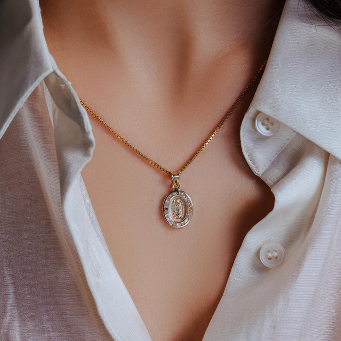14 Karat Yellow Gold Guadalupe Clear CZ Pendant - 14P00056