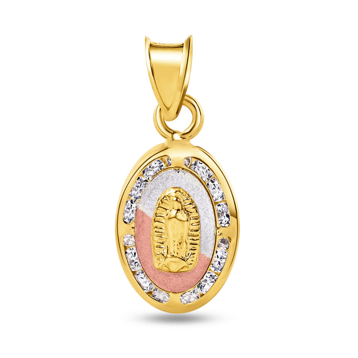 14 Karat Yellow Gold Guadalupe Two Tone Clear CZ Pendant - 14P00058