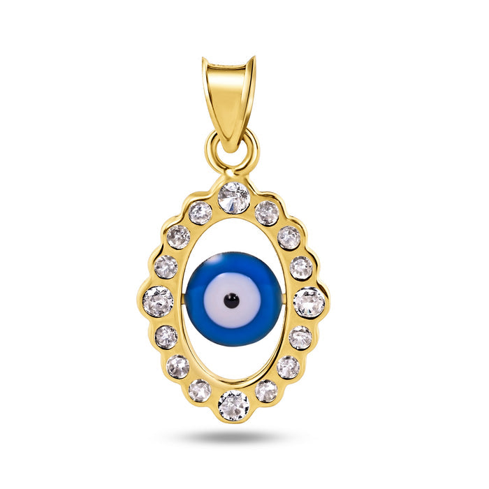 14 Karat Yellow Gold Evil Eye Clear CZ Pendant - 14P00060