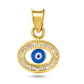 14 Karat Yellow Gold Beaded Evil Eye Clear CZ Pendant - 14P00061