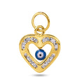 14 Karat Yellow Gold Heart Evil Eye Clear CZ Pendant - 14P00062