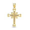 14 Karat Yellow Gold Cross Heart Cutout Clear CZ Pendant - 14P00072