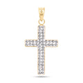14 Karat Yellow Gold 2 Sided Patterned Cross Clear CZ Pendant - 14P00076