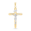 14 Karat Yellow Gold 2 Tone Plain Jesus Hollow Tube Cross Pendant - 14P00087