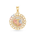 14 Karat Yellow Gold 2 Tone 20mm Diamond Cut Bezel Jesus Christ Clear CZ Pendant - 14P00090