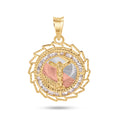 14 Karat Yellow Gold 2 Tone 20mm Diamond Cut Sharp Edge Bezel Jesus Christ Clear CZ Pendant - 14P00092