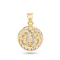 14 Karat Yellow Gold 16mm Round Our Lady of Guadalupe Clear CZ Pendant - 14P00100