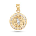 14 Karat Yellow Gold 16mm Round Saint Jude Clear CZ Pendant - 14P00101