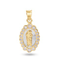 14 Karat Yellow Gold 18mm Oval Saint Jude Clear CZ Pendant - 14P00103