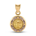 14 Karat Yellow Gold 11.5mm Saint Benedict Medal Clear CZ Pendant - 14P00107
