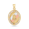14 Karat Yellow Gold Tri Color Nuestra Boda Jesus Christ CZ Pendant - 14P00112