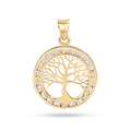 14 Karat Yellow Gold 19mm Tree of Life CZ Pendant - 14P00114
