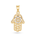 14 Karat Yellow Gold Hamsa Clear CZ Pendant - 14P00118