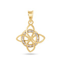 14 Karat Yellow Gold Witches Knot Nudo De Bruja Clear CZ Small Pendant - 14P00119
