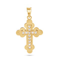 14 Karat Yellow Orthodox Cross Clear CZ Pendant - 14P00120