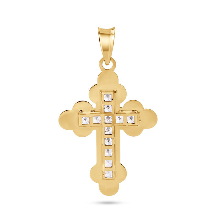 14 Karat Yellow Orthodox Cross Clear CZ Pendant - 14P00120