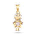 14 Karat Yellow Gold 2 Tone 20mm Diamond Cut Oval Sharp Edge Bezel Guadalupe Clear CZ Pendant - 14P00121