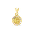 14 Karat Yellow Gold Round Saint Benedict Medal Prayer Clear CZ 11mm Pendant - 14P00125