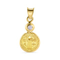 14 Karat Yellow Gold Round Saint Benedict Medal Prayer Clear CZ 10.7mm Pendant - 14P00126