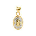 14 Karat Yellow Gold Oval Our Lady of Guadalupe Clear CZ Pendant - 14P00128