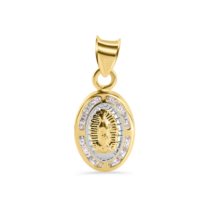 14 Karat Yellow Gold Oval Our Lady of Guadalupe Clear CZ Pendant - 14P00128