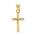 14 Karat Yellow Gold Cross Jesus Christ Clear CZ Pendant - 14P00147
