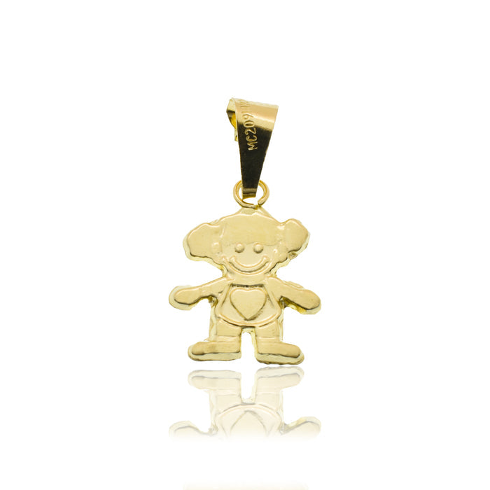 14 Karat Yellow Gold Smiling Child Heart Detail Pendant - 14P00149