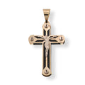 14 Karat Yellow Gold Cross Jesus Christ Black Enamel 18.3mm x 30.5mm Pendant - 14P00170