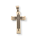 14 Karat Yellow Gold Outline Design Cross Black Enamel 20.8mm x 33.5mm Pendant - 14P00173