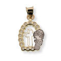 14 Karat Yellow Gold Oval Praying Child Diamond Cut Cross Clear CZ 11.9mm x 15.5mm Pendant - 14P00175