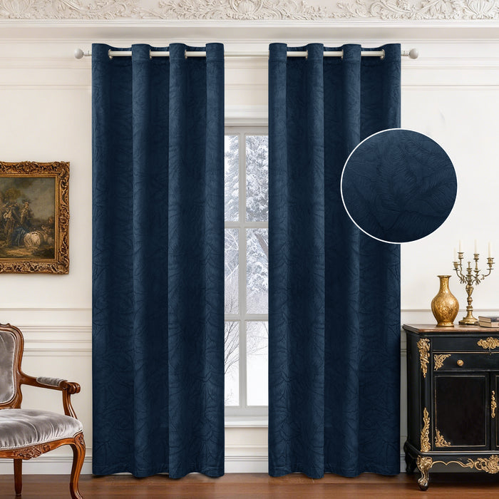 2 Pieces Blackout Curtains with Stainless Steel Eyelets Thermal Polyester Panels