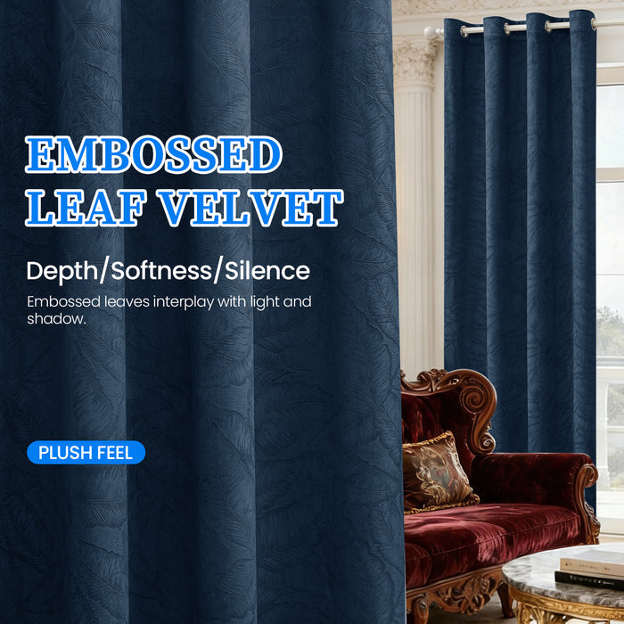 2 Pieces Blackout Curtains with Stainless Steel Eyelets Thermal Polyester Panels