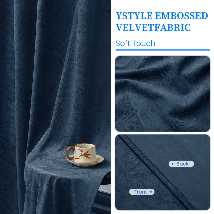 2 Pieces Blackout Curtains with Stainless Steel Eyelets Thermal Polyester Panels