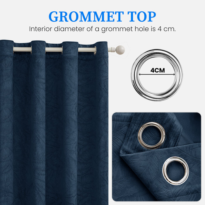 2 Pieces Blackout Curtains with Stainless Steel Eyelets Thermal Polyester Panels