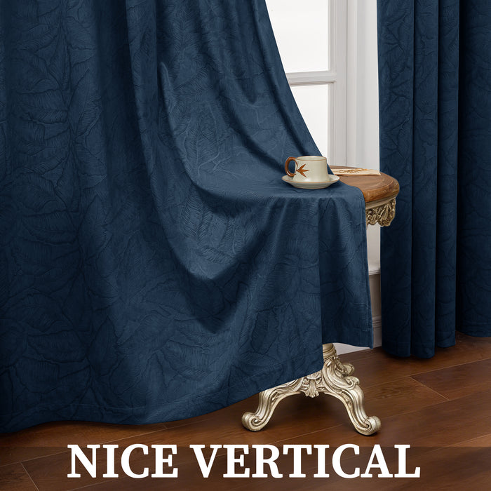 2 Pieces Blackout Curtains with Stainless Steel Eyelets Thermal Polyester Panels
