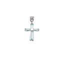 925 Rhodium Plated Sterling Silver Birthstone Cross Charm  - CHARM00100