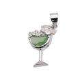 925 Rhodium Plated Sterling Silver Tropical Drink Charm  - CHARM00103