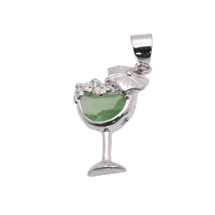 925 Rhodium Plated Sterling Silver Tropical Drink Charm  - CHARM00103