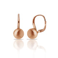 925 Silver Matte Finish Rose Gold Plated Leverback Dangling Bead Earrings - ECE00024R