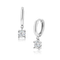 Silver 925 12.5mm Dangling Clear CZ Hoop Earring - SRE00001 | Silver Palace Inc.