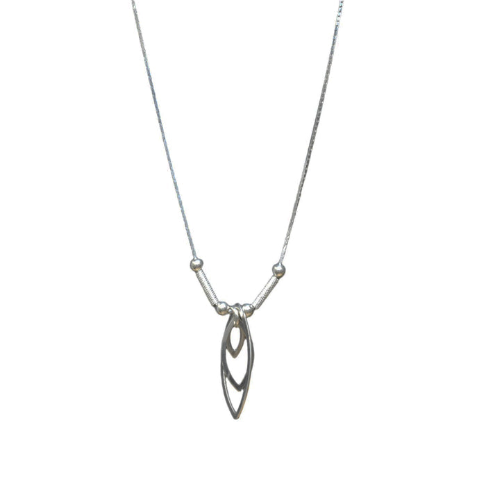 925 Sterling Silver Ascending Almond Drop Necklace - SPN00011